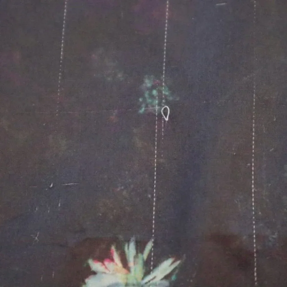 H & M Silky Floral Print Top Black Long Sleeve Mesh Back Keyhole Closure Size XS - Picture 9 of 11